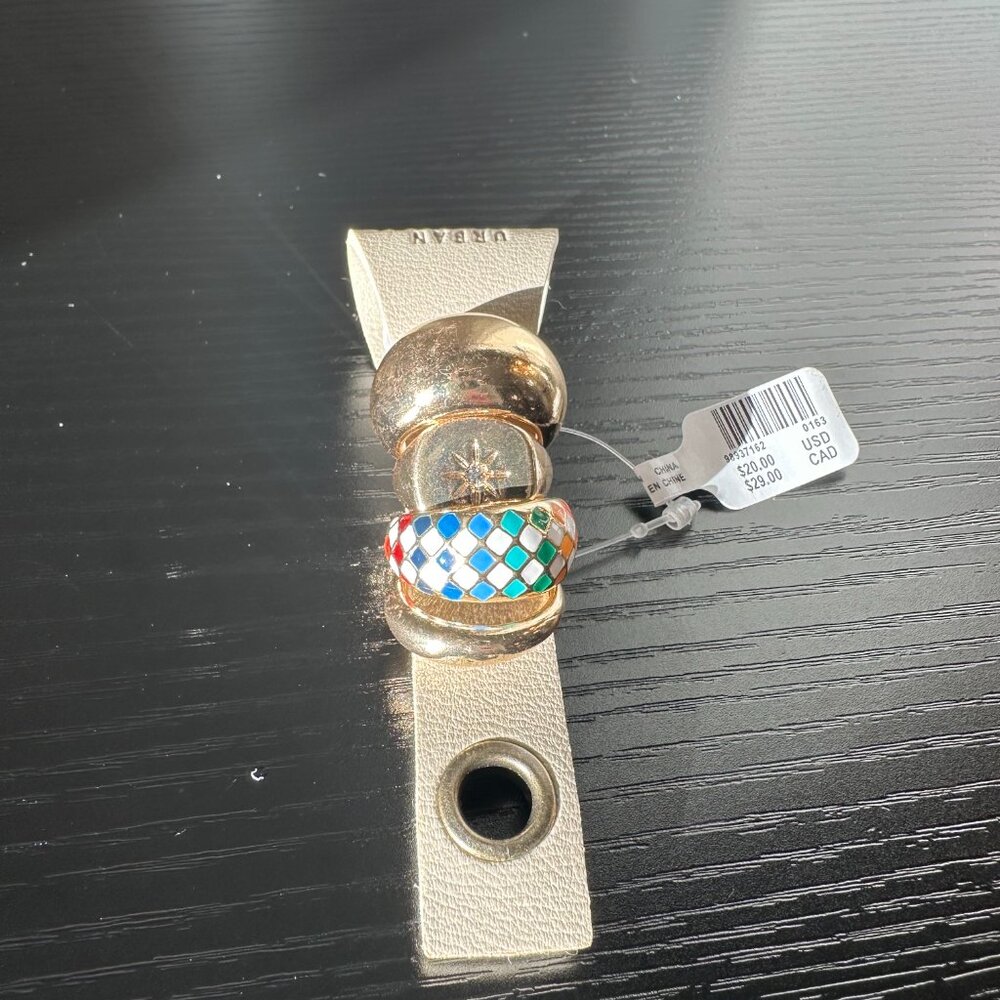 Checkerboard Metal Ring Set - Picture 4 of 6